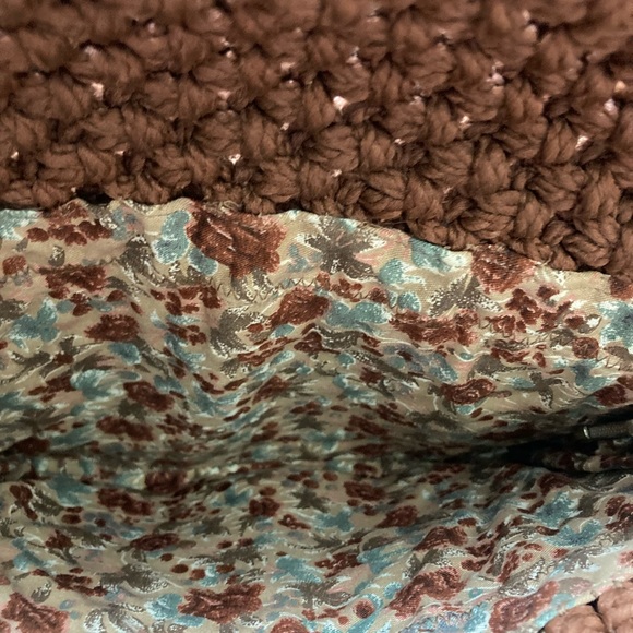 Vintage Macrame Purse Shoulder Bag Fold Over Close Cottagecore Bohemian Brown - Picture 5 of 6